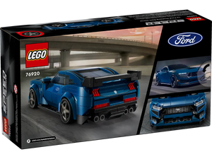 LEGO Speed Champions Ford Mustang boxed set featuring a detailed blue Ford Mustang model with racing design