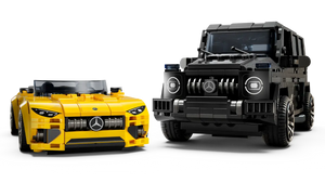 LEGO Speed Champions Mercedes-AMG set featuring yellow sports car and black SUV model from Brick Shack