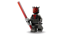 Load image into Gallery viewer, LEGO Star Wars Darth Maul Mech minifigure holding red lightsaber from Brick Shack boxed set
