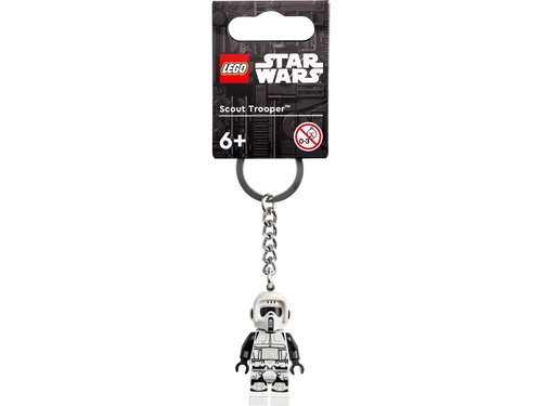 LEGO Star Wars Scout Trooper keychain 854246 featuring a detailed minifigure attached to a metal keyring