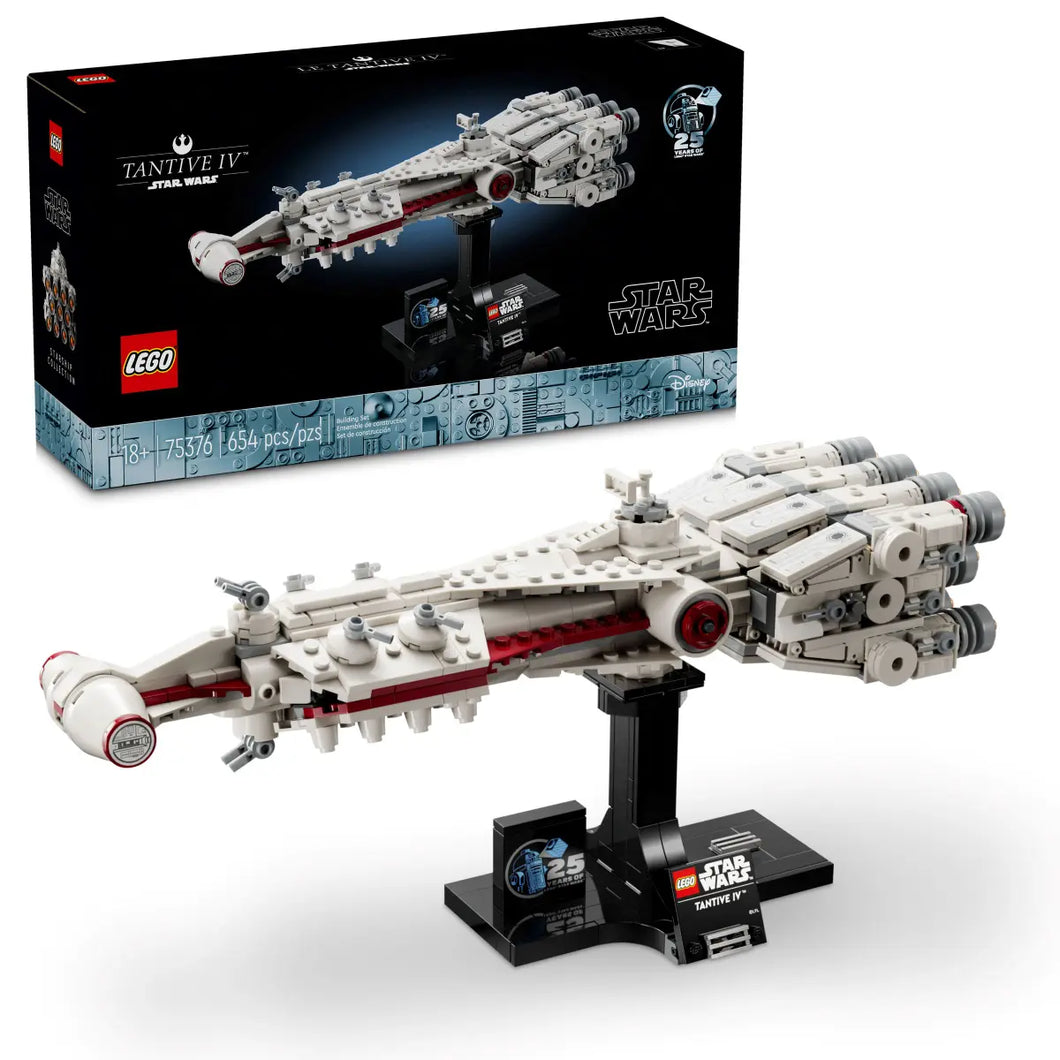 LEGO Star Wars Tantive IV set boxed model with display stand and detailed ship design