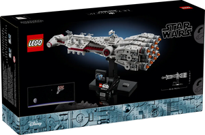 LEGO Star Wars Tantive IV set boxed model with detailed spaceship design and display stand