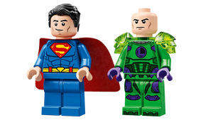 Superman vs Lex Luthor LEGO minifigures from Brick Shack boxed set with detailed costume designs