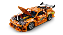 Load image into Gallery viewer, LEGO Technic Toyota Supra MK4 42204 detailed model with open hood showcasing engine components
