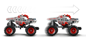 LEGO boxed set by Brick Shack featuring a detailed grey and red monster truck with large wheels on a black background
