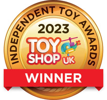 Load image into Gallery viewer, 2023 Independent Toy Awards winner badge featuring Smart Cats &amp; Boxes puzzle game
