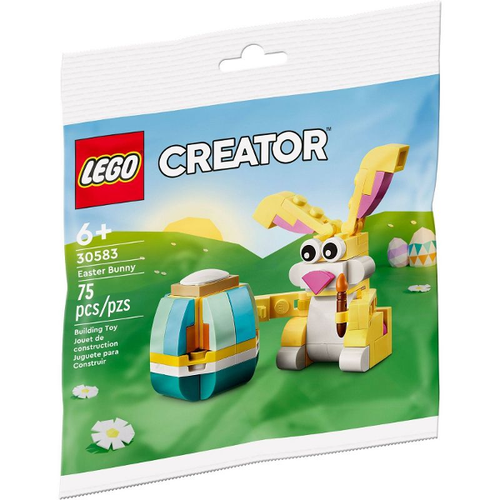 Brick Shack LEGO Easter Bunny polybag Creator 30583 showing yellow bunny and buildable Easter egg 75 pieces