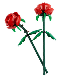 LEGO 40460 botanical collection red rose flowers built with green stems and leaves from SAINSBURYS boxed set
