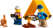 Load image into Gallery viewer, LEGO 60387 4x4 Off-Roader Adventures 60387 set featuring campers, a tent, and a bunny by the campfire
