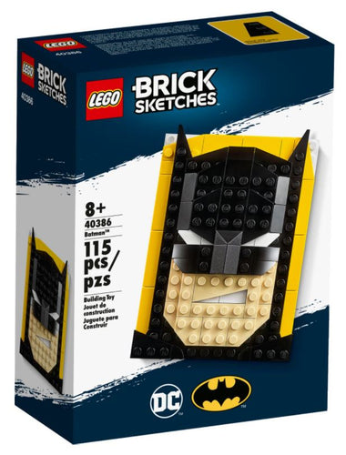 LEGO Batman Brick Sketches boxed set featuring a buildable Batman face design with 115 pieces