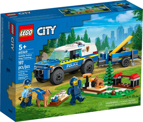 LEGO City Mobile Police Dog Training LEGO boxed set with police car, dog figures, and training accessories