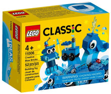 Load image into Gallery viewer, LEGO Classic Creative Blue Bricks set with 52 pieces including blue whale and robot builds
