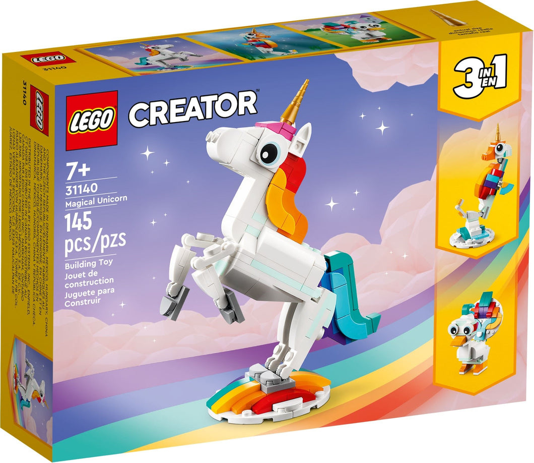 LEGO Creator 3-in-1 Magical Unicorn 31140 Boxed Set with 145 pieces for creative building fun