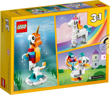 Load image into Gallery viewer, LEGO Creator 3-in-1 Magical Unicorn 31140 Boxed Set with multiple build options and vibrant design
