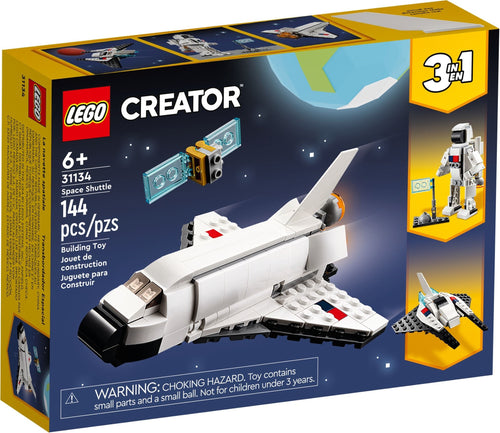 LEGO Creator 3-in-1 Space Shuttle 31134 boxed set with 144 pieces for creative building adventures