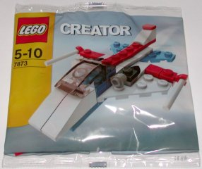 LEGO Creator aeroplane set polybag with red and white design for children aged 5 to 10