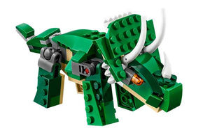 LEGO Creator Mighty Dinosaurs set green triceratops dinosaur model in assembled form