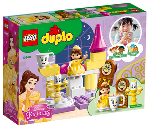 LEGO DUPLO Disney Belle set featuring Belle, castle pieces, and Beauty and the Beast characters