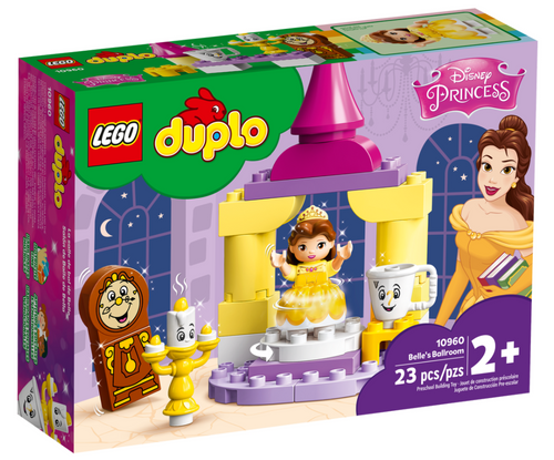 LEGO DUPLO Disney Belle set featuring Belle and friends in a colourful ballroom playset for ages 2 and up