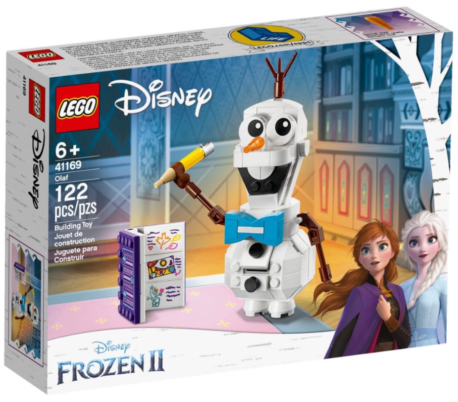 LEGO Frozen Olaf set with 122 pieces featuring Olaf character from Disney Frozen II in a boxed set