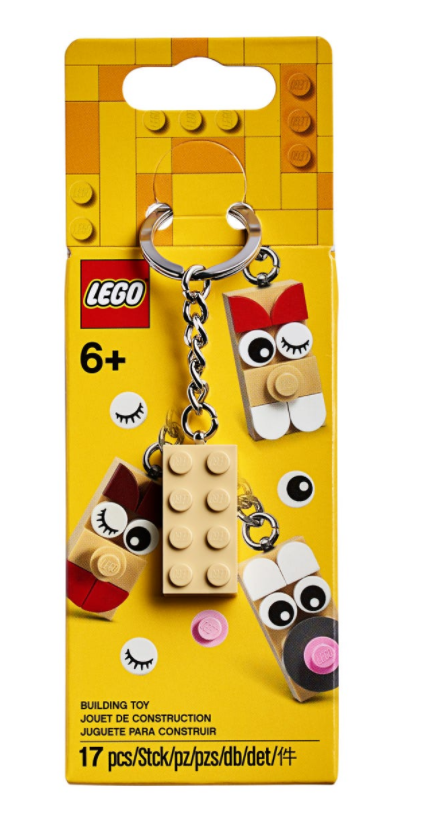 LEGO bag charm set with 17 pieces featuring colourful charms attached to a keyring for ages 6 plus