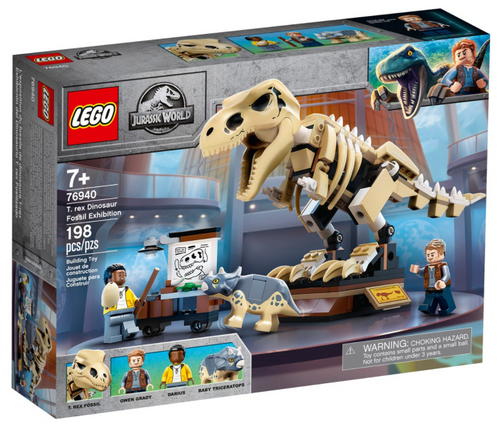 LEGO Jurassic World T rex Dinosaur Fossil Exhibition boxed set with 198 pieces for ages 7 plus by Brick Shack
