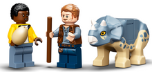 Load image into Gallery viewer, LEGO boxed set from Brick Shack featuring two minifigures and a triceratops dinosaur figure
